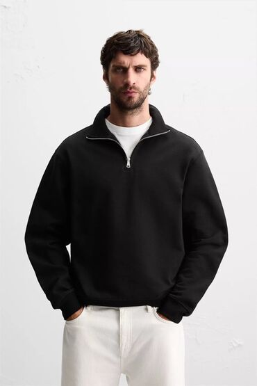 зип худи оверсайз мужские: Свитер полузамок Zara, размер S, состояние как новая, носил 3 раза