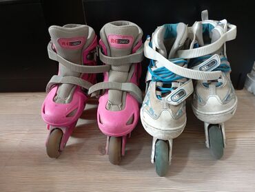 обувь 33: Ролики для детей,размер регулируется(синий с 31 до 36,розовый с 33 до