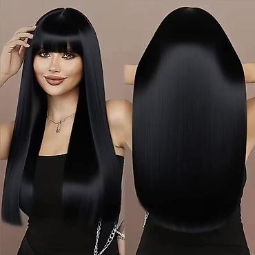 Perike i klipse: Perike – 3400 din Duga ravna perika sa šiškama, ombre prelaz crna → — 26