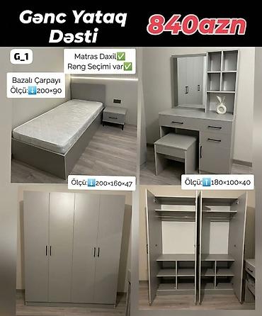 Gənc Yataq Dəsti – G_1 Komplektin tərkibi: - Bazalı çarpayı – ölçü lalafo.az -da Gənc Yataq Dəsti – G_1 Komplektin tərkibi: - Bazalı çarpayı – ölçü