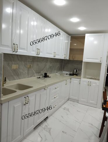 Sifarişlə mətbəx mebeli: Sifarişlə mətbəx dəsti, Özü çəkən petlələr, Mat laminat, Kredit yoxdur, Pulsuz çatdırılma — 4