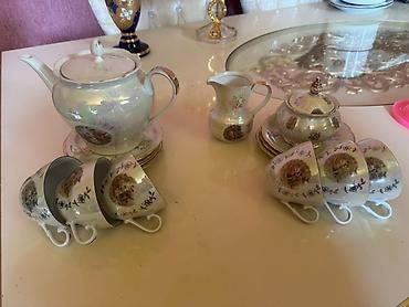 çay: Çay dəsti, rəng - Göy, Farfor, Çexiya — 1