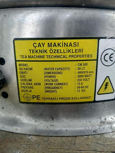 19 litr su: Sənaye tipli çay dəmləmə aparatı.Çox az isdifadə olunub həcmi 50litrdi — 2
