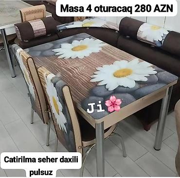 Masa və oturacaq dəstləri: 🇹🇷Turkiye istehsali. Metbex masa desti Masa 4 oturacaq Masa 80*130 — 5