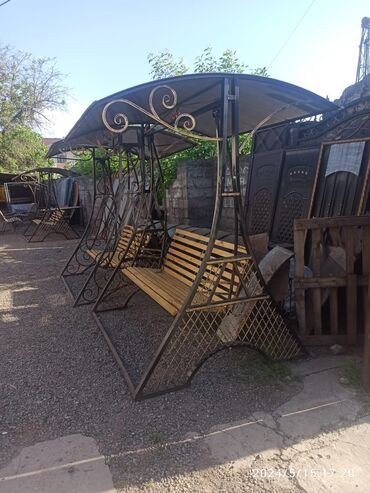 Садовые качели: Садовые качели Металл, Со спинкой, С крышей — 10