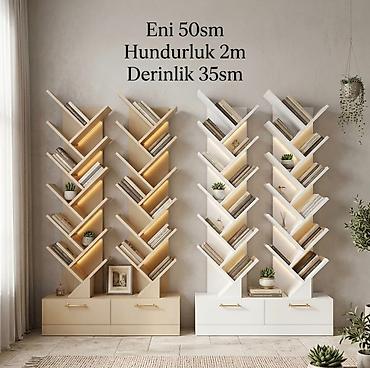 Ağac formalı kitab rəfi və alt dolablı modul - Ölçülər: eni 50 sm