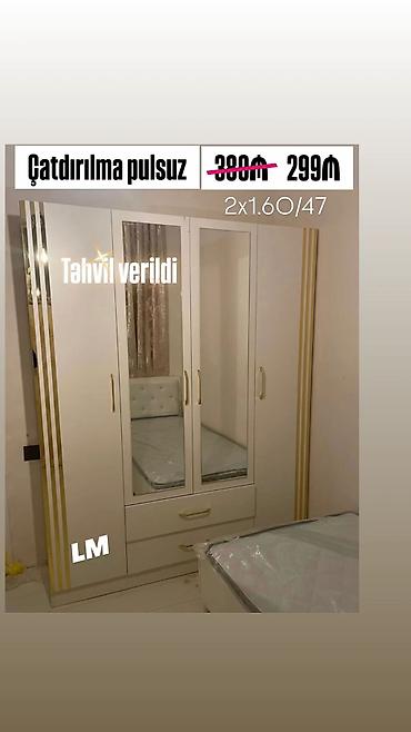 tap.az saatli: Ağ rəngli, qızılı dekor zolaqları ilə dizayn edilmiş 3 qapılı — 1