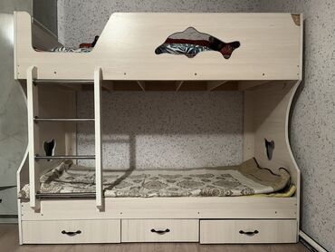 уголь шабыр: Балдар үчүн эки ярустуу, Колдонулган, ЛДСП, түсү - Саргыч боз