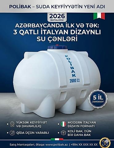 Polibak su çənləri, 3 qat izolasiyalı, anti bakterial, zərbəyə istiye lalafo.az -da Polibak su çənləri, 3 qat izolasiyalı, anti bakterial, zərbəyə istiye