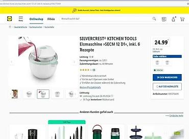 Ostali kuhinjski aparati: SilverCrest Ice Cream Maker – aparat za sladoled i sorbe - Kapacitet — 5