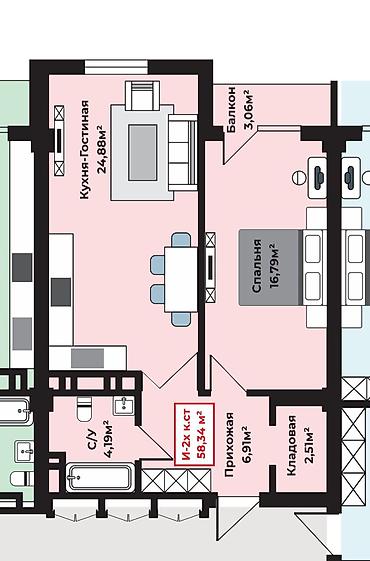 archa group: 1 комната, 58 м², Элитка, 9 этаж — 4