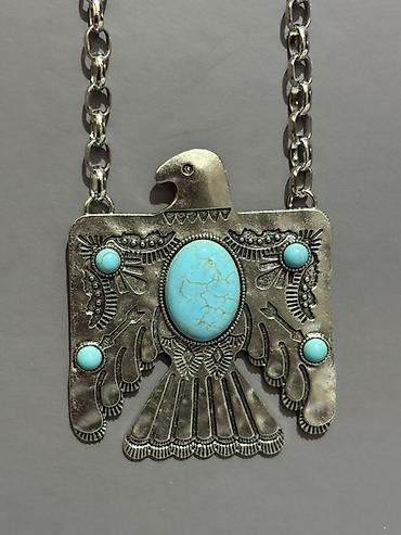 Bijuteriya: Qartal fiqurlu boyunbağı – bohem/etnik tərz - Material: gümüş rəngli — 7