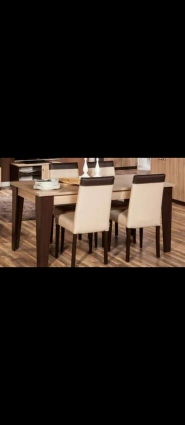 mebel stol stullar: Qonaq otağı üçün, İşlənmiş, Açılmayan, Dördbucaq masa, 6 stul, Azərbaycan
