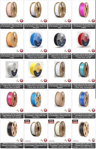Druga oprema za računare i laptopove: PLA filament za 3D štampače – 1,75 mm, kotur 1 kg Opis: - Materijal — 2
