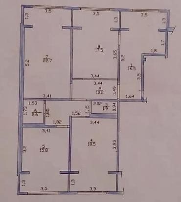 flat osh: 4 комнаты, 106 м², 106 серия улучшенная, 7 этаж, Евроремонт — 9