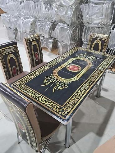 masanin sekilleri: Mətbəx üçün, Yeni, Açılan, Dördbucaq masa, 4 stul — 3