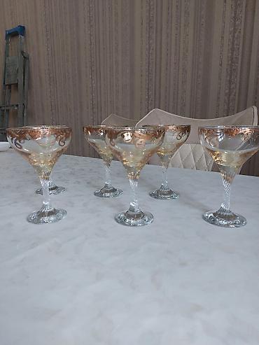 mis samovarlar: Qədəhlər, rəng - Qızılı, Şüşə, 6 ədədli dəst — 2