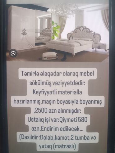 tək şkaf: 2 təknəfərlik çarpayı, Dolab, Komod, 2 tumba, Türkiyə, İşlənmiş