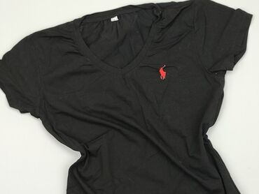 bluzki z dekoltem v czarne: T-shirt, XL, stan - Bardzo dobry