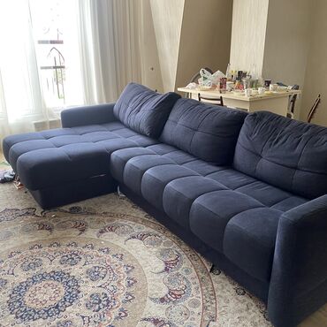 Диваны: Модульный диван, цвет - Синий, Б/у