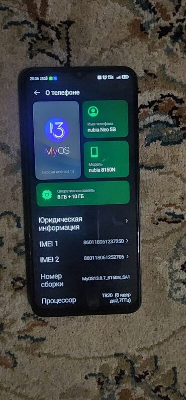 мобильный телефон ош: Hubia neo 5G телефон идеально я не продавец просто акча керек, телефон