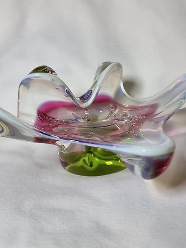 Вазы: Bohemia, художественное стекло КАНФЕТНТЦА РЕДКАЯ С БЕЛОЙ КАЙМОЙ — 5