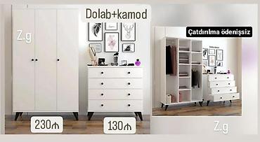 dolab yigilmasi: Məhsul: Dolab + komod dəsti - Rəng: Ağ, skandinaviya üslubunda — 1