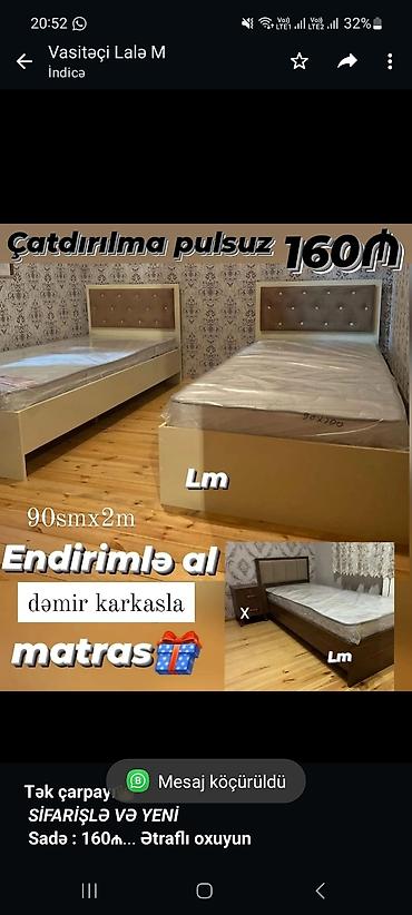 tek salon: *Tək çarpayı*👑 _*SİFARİŞLƏ VƏ YENİ*_ *Sadə : 160₼* — 1