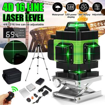 лазерный уровень: Lazer səviyyə ölçən 4D--16XƏTT yaşil şua ilə Lazer səviyyə ölçən