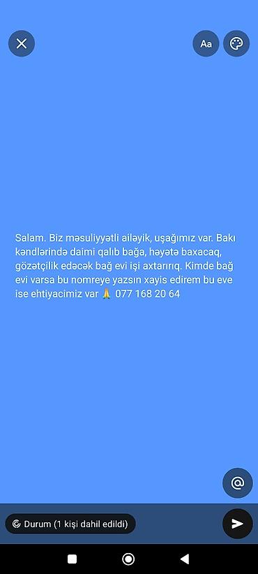 bolt bas ofis elaqe: Bağ evi və həyətə baxıcılıq xidməti - Bakı kəndlərində daimi — 1