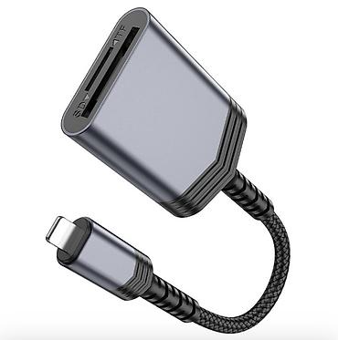 micro cd: UA25, кард ридер, для Lightning на SD + TF, поддержка карт памяти до — 4