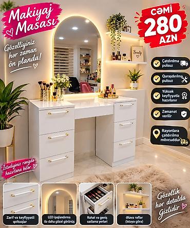 salon ucun mebel: Yeni, Makiyaj üçün masa, Güzgülü — 1
