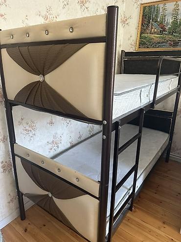 2х yarus çarpayı: İki mərtəbəli çarpayı – metal karkaslı, döşəklərlə - Material: möhkəm — 3