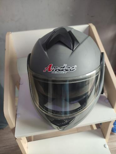 Шлемы: Мотошлем Andes Helmet, модуляр, серого цвета. Шлем с поднимающейся — 1
