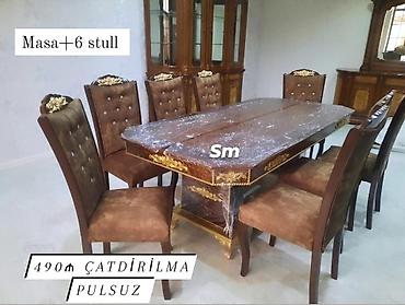 Masa və oturacaq dəstləri: Masa desti 6-ədəd stul 1-ədəd masa qiymət:490azn Çatdırılma pulsuz — 6