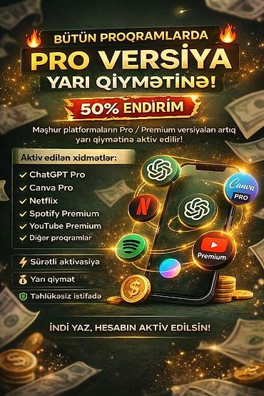 chatgpt plus qiyməti: Bütün proqramlarda PRO/Premium versiya aktivləşdirmə xidməti Təsvir — 1
