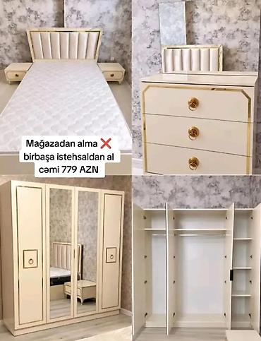 mağaza güzgüsü: Yataq otağı mebel dəsti Tərkibi: - 1 nəfərlik çarpayı (yumşaq başlıq — 1