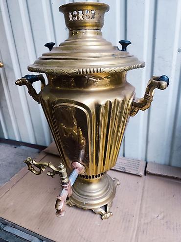 komur samovar: Самовар угольный, латунный, классической формы «ваза» с продольными — 2