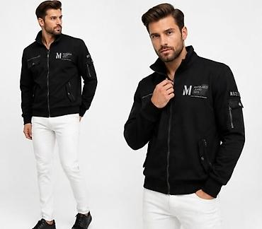 Muška crna jakna – urbana bomber/sportska silueta - Boja: crna sa