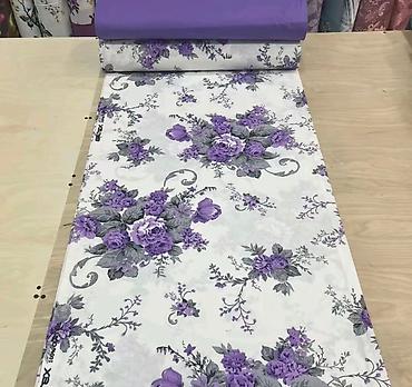 Текстиль: Floral naxışlı yataq dəsti və parça - Dizayn: Ağ fon üzərində incə — 10