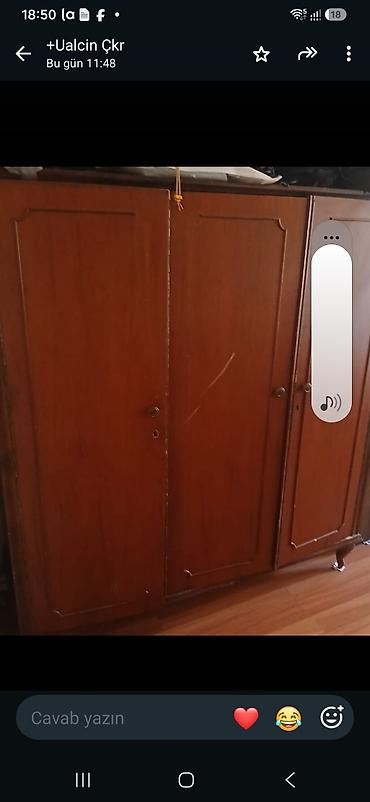 balaca skaf: İşlənmiş, 3 qapılı, Qəhvəyi, Taxta, Açılan, Düz dolab — 1