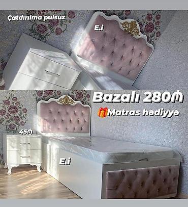 Çarpayılar: Bazalı tək nəfərlik çarpayı dəsti - Çarpayı: bazalı konstruksiya, ağ — 1