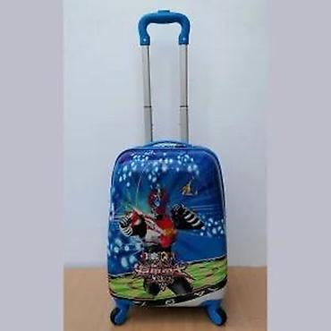 Rančevi, torbe i koferi: Dečiji kofer plave boje sa printom robota, idealan za putovanja. Kofer — 9