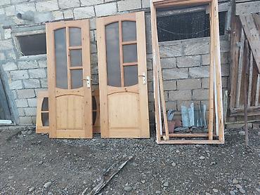 plastic qapi: Taxta otaq qapıları – şüşəli model - Material: təbii ağac (şam — 1