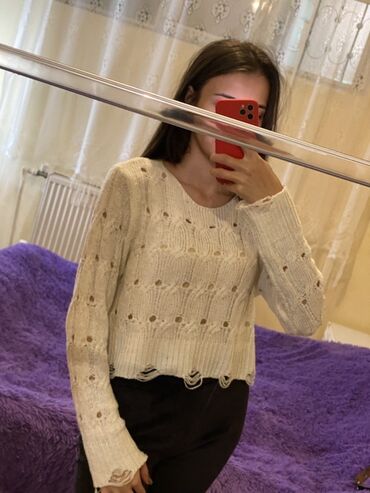 женские шапки с шарфом: Кофта, M, цвет - Бежевый