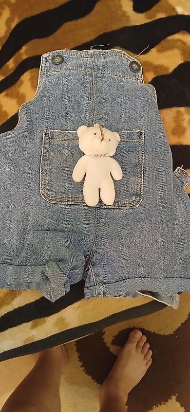 Uşaq üçün cins kombinezon-şort - Material: klassik mavi denim (cins)