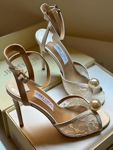 свадебные туфельки: Босоножки, 38.5, 39, Jimmy Choo, Новый, цвет - Белый — 1