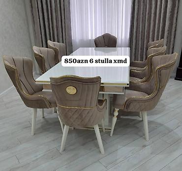 restoran stul: Qonaq otağı üçün, Yeni, Açılmayan, Dördbucaq masa, 6 stul — 1