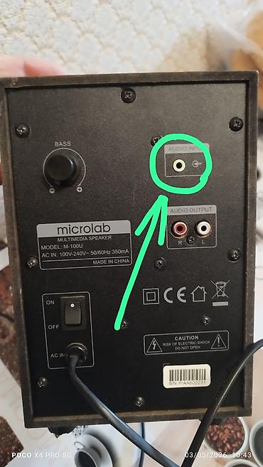 aux sunur: Microlab 2.1 akustik sistemi - Komplekt: 1 subwoofer + 2 peyk dinamik — 5