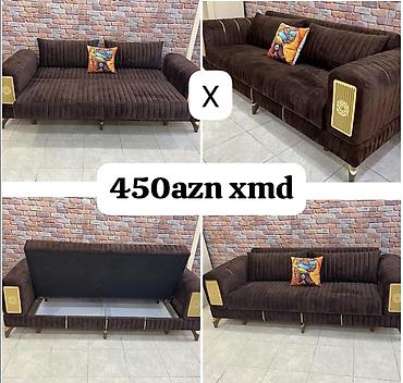 mebel sandiqlar: Məhsul: Qəhvəyi rəngdə, klassik-modern üslubda yumşaq parça divan — 1